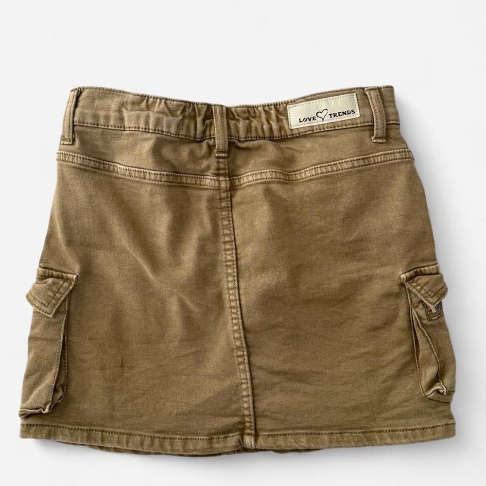Khaki Cargo Mini Skirt with Pockets - Picture 2 of 3